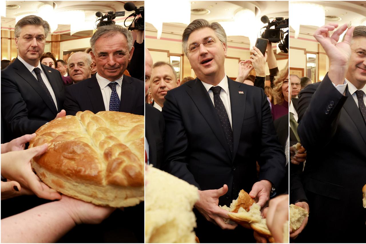 Plenković na prijemu Srpskog narodnog vijeća u kruhu pronašao zlatni novčić