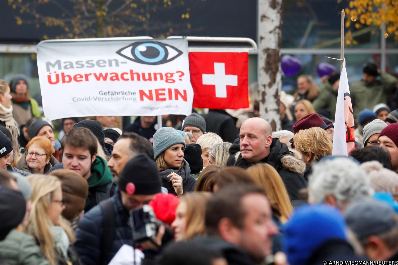 Protest against a planned COVID-19 law of the Swiss government in Zurich