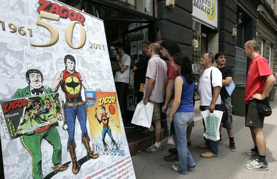 Zagor slavi 50. rodjendan. Moreno Burattini, Joevito Nuccio i Graziano Romani potpisivali su knjigu i stripove o Zagoru