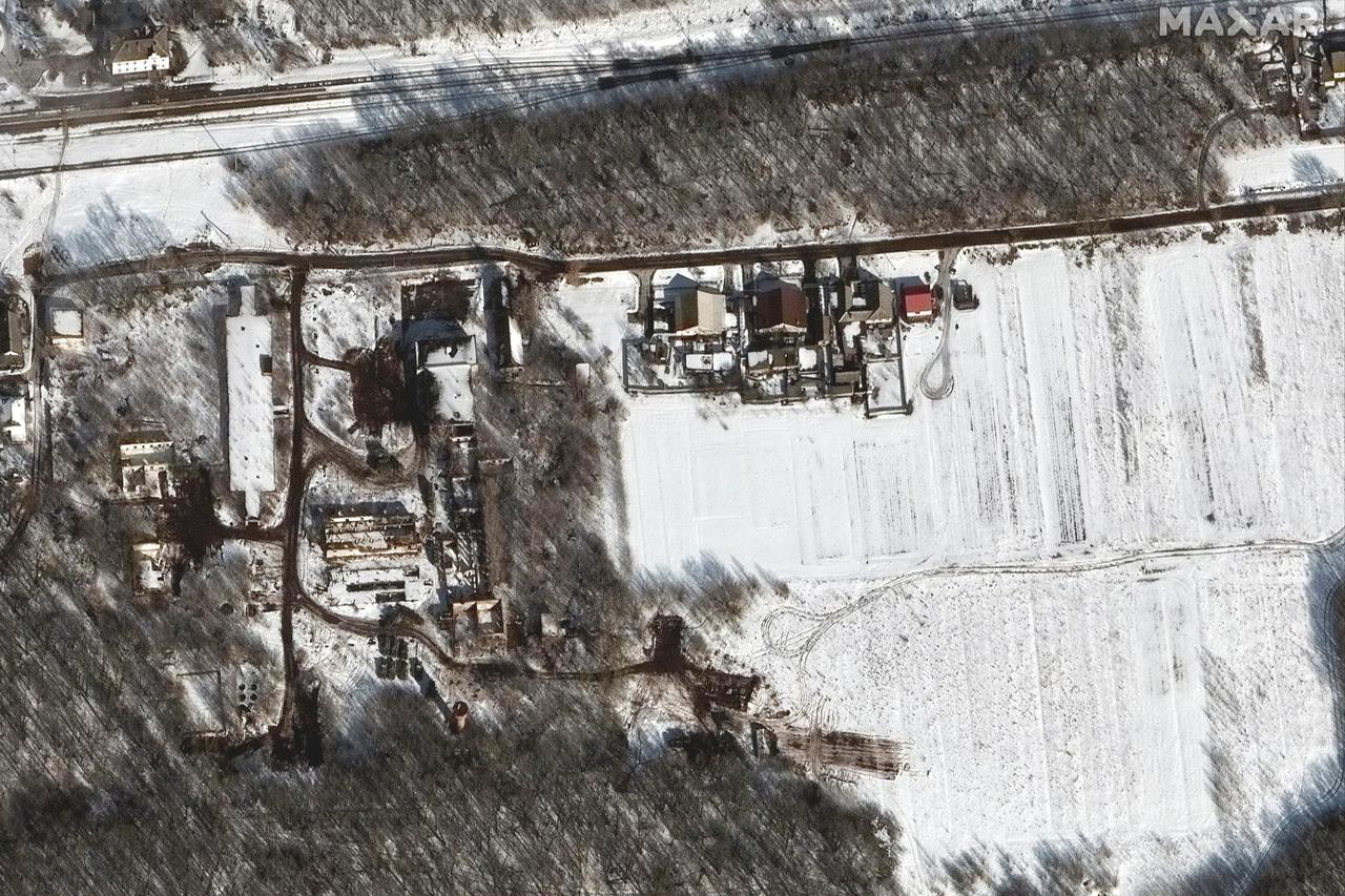 A satellite image shows deployment in an industrial area, near Belgorod