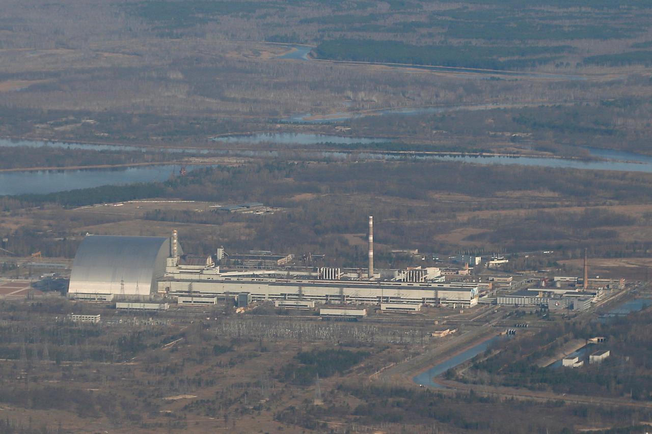 FILE PHOTO: A view shows the Chernobyl Nuclear Power Plant during a tour to the Chernobyl zone