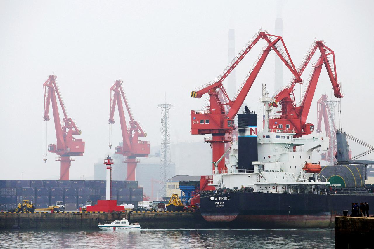 FILE PHOTO: A crude oil tanker is seen at Qingdao Port, Shandong province, China