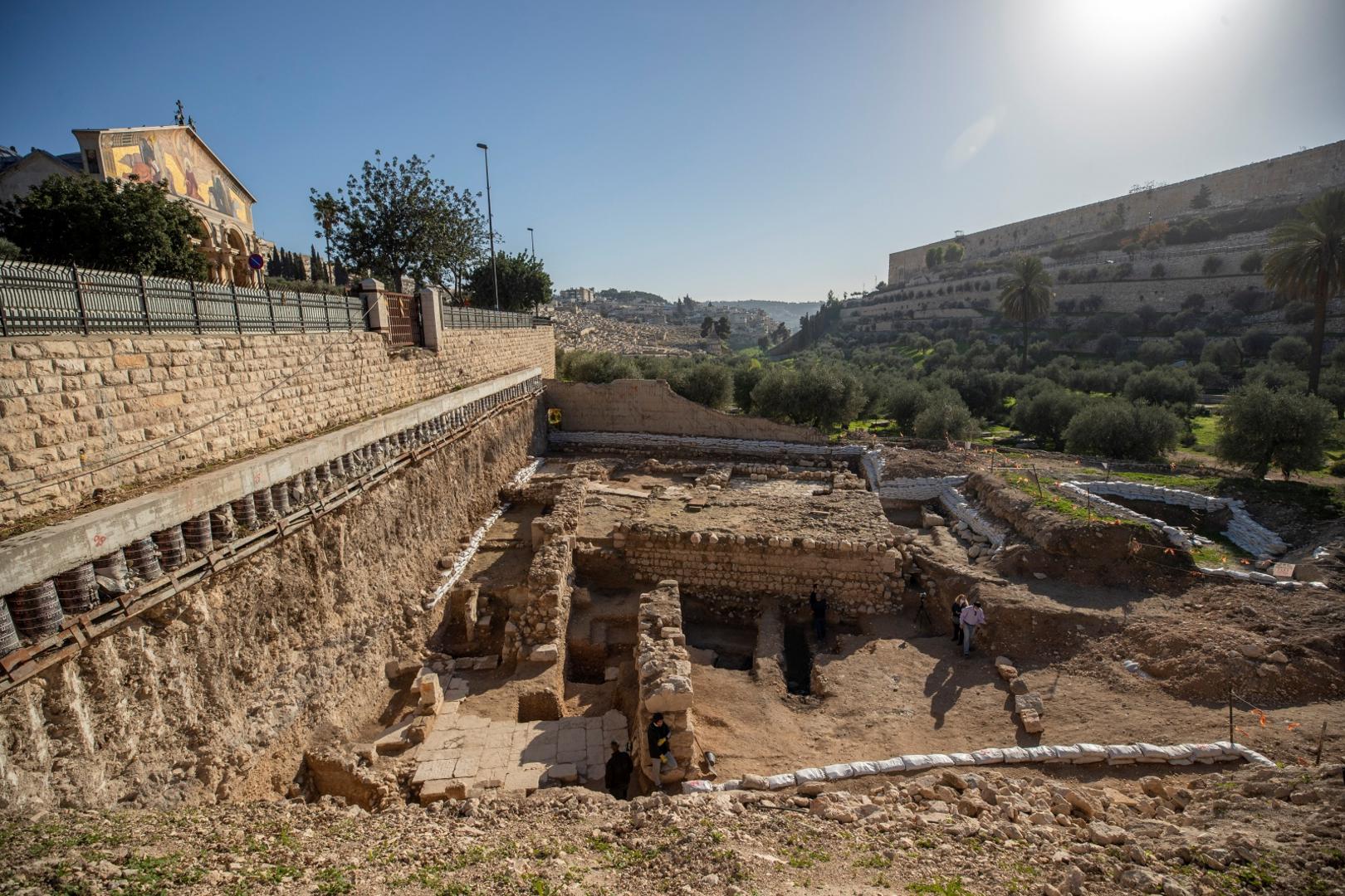 A view shows the remains of a previously unknown church that was founded at the end of the Byzantine period and a 2000-year-old ritual bath discovered at the site dates from the time of Jesus's presence in Jerusalem A view shows the remains of a previously unknown church that was founded at the end of the Byzantine period and a 2000-year-old ritual bath discovered at the site dates from the time of Jesus's presence in Jerusalem at the Garden of Gethsemane church in Jerusalem, December 21, 2020. Atef Safadi/Pool via REUTERS POOL