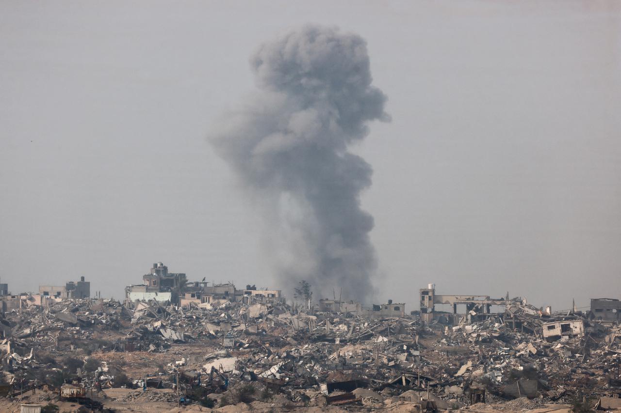 Smoke rises over Gaza, as seen from southern Israel
