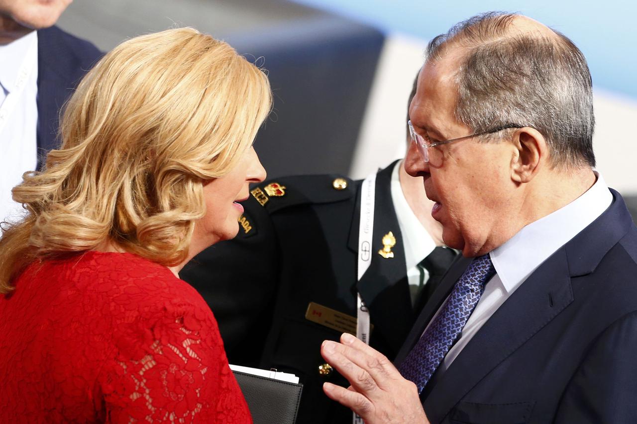 Croatia's President Grabar-Kitarovic talks to Russia's Foreign Minister Lavrov during the 53rd Munich Security Conference in Munich Croatia's President Kolinda Grabar-Kitarovic talks to Russia's Foreign Minister Sergey Lavrov during the 53rd Munich Securi