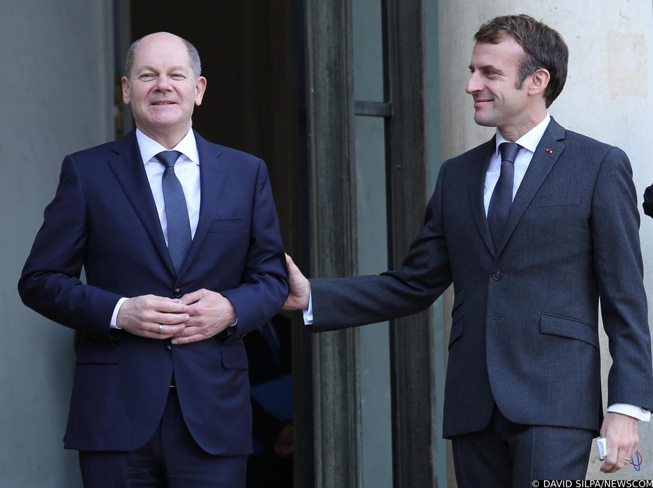 German Chancellor Olaf Scholz at the Elysee Palace in Paris