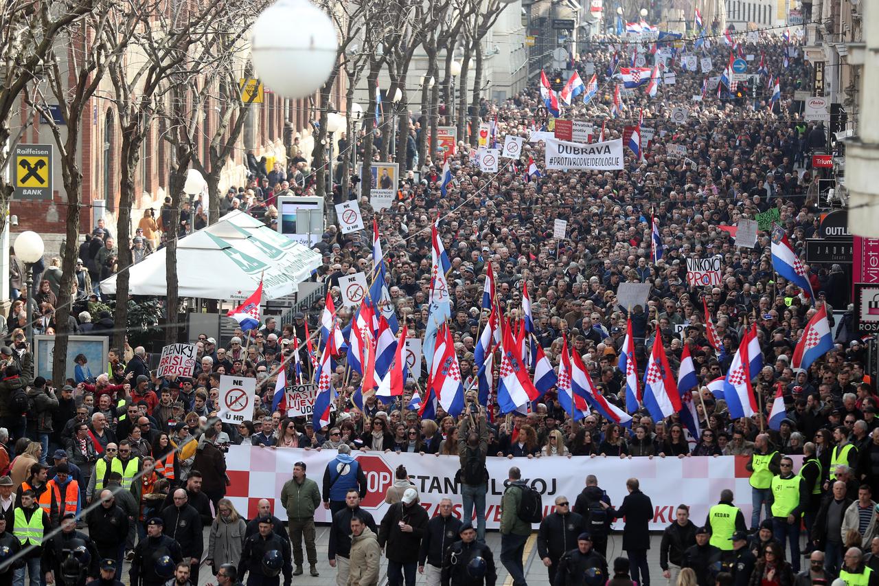Prosvjed protivnika Istanbulske konvencije prošle subote u Zagrebu