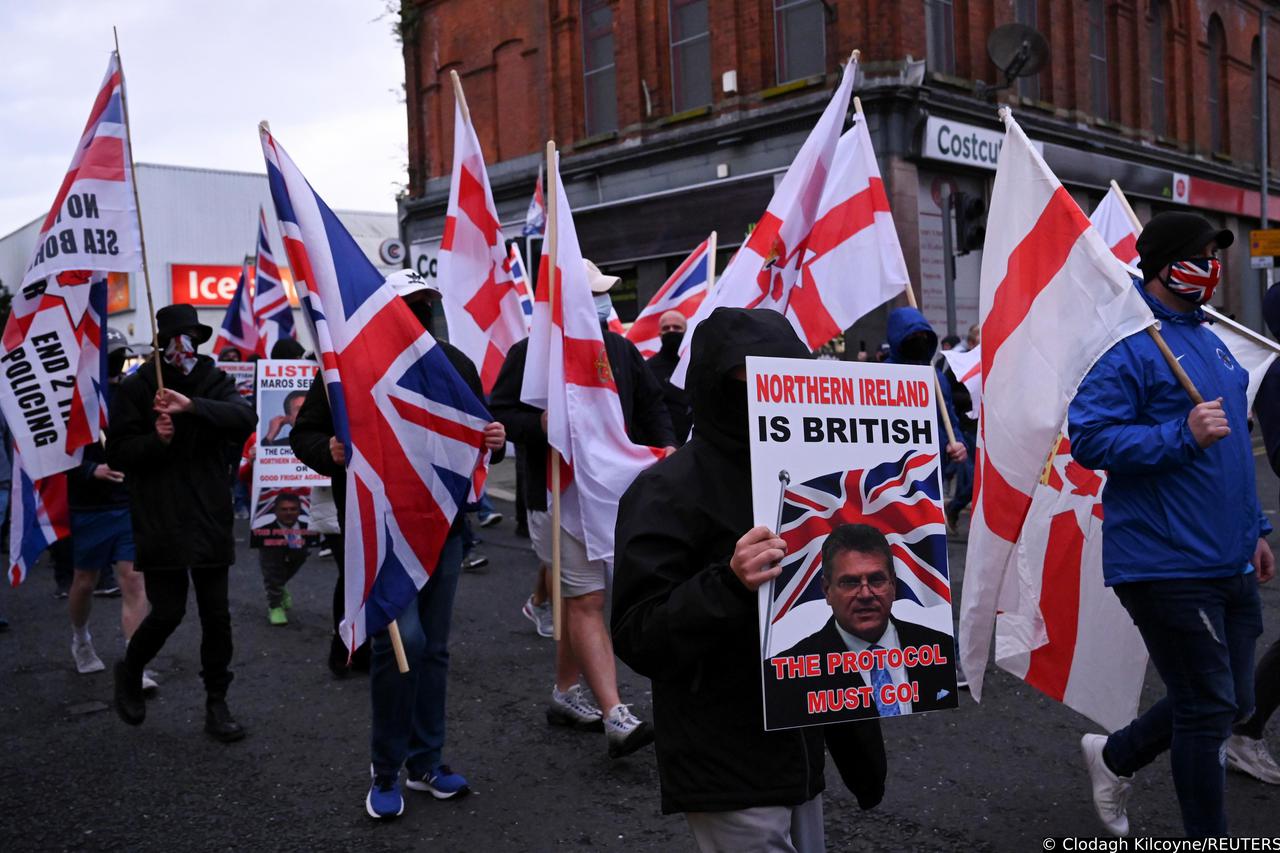 Protest against the Northern Ireland protocol as a result of Brexit, in Belfast