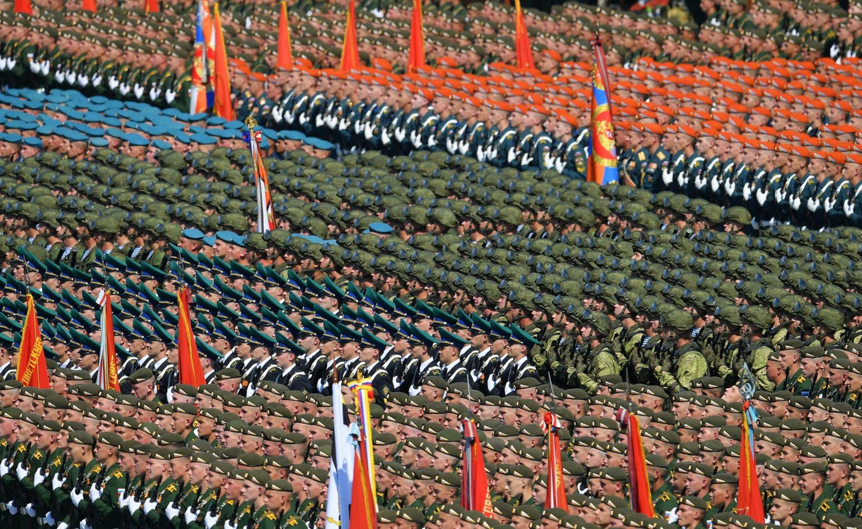 Victory Day Parade in Moscow Servicemen attend the Victory Day Parade in Red Square in Moscow, Russia, June 24, 2020. The military parade, marking the 75th anniversary of the victory over Nazi Germany in World War Two, was scheduled for May 9 but postponed due to the outbreak of the coronavirus disease (COVID-19). Host photo agency/Vladimir Pesnya via REUTERS Host photo agency