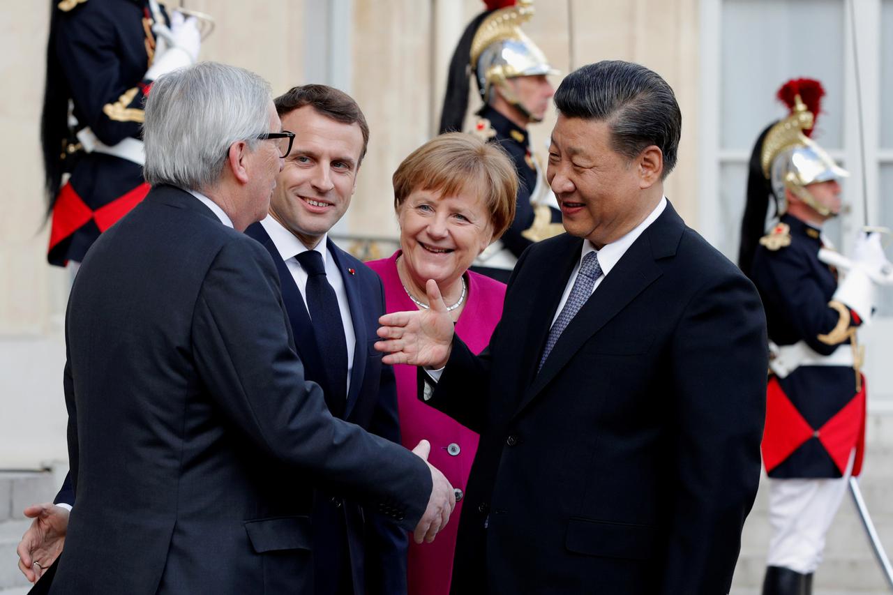 Emmanuel Macron, Angela Merkel, Jean-Claude Juncker, Xi Jinping