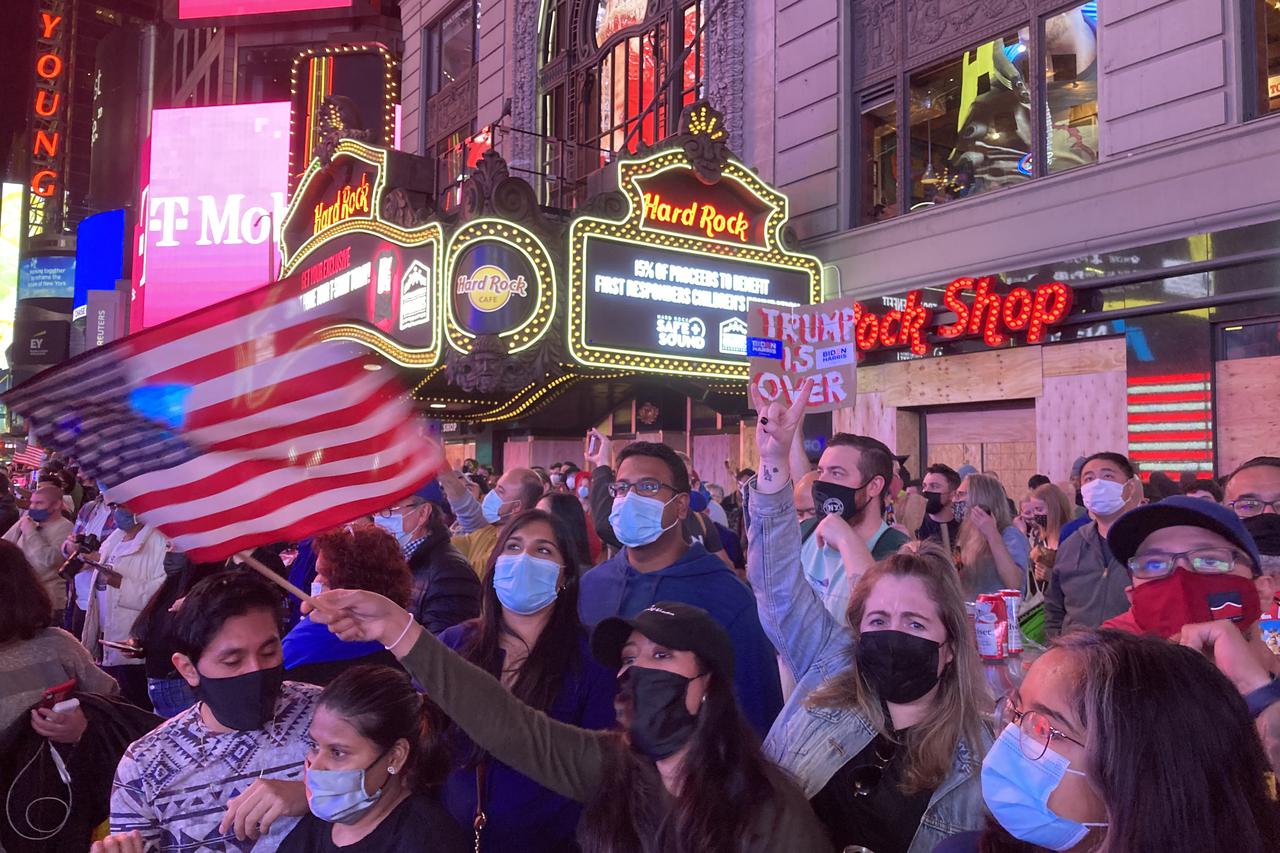 New Yorkers Celebrate the Biden/Harris Victory in Times Square