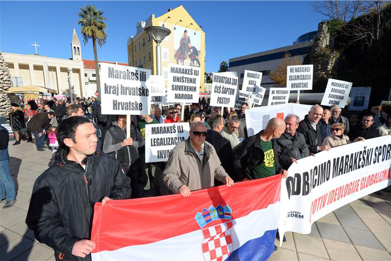 Prosvjed u Splitu protiv Marakeškog sporazuma