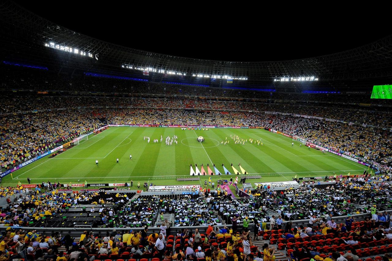 FILE PHOTO: General view of Donbass Arena before the Group D Euro 2012 soccer match between Ukraine and England in Donetsk