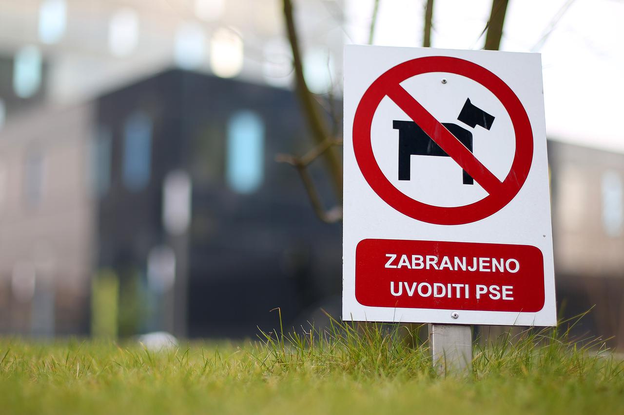 08.01.2015. - Znak zabrane uvodjenja pasa na zelenu povrsinu. Photo: Borna Filic/PIXSELL