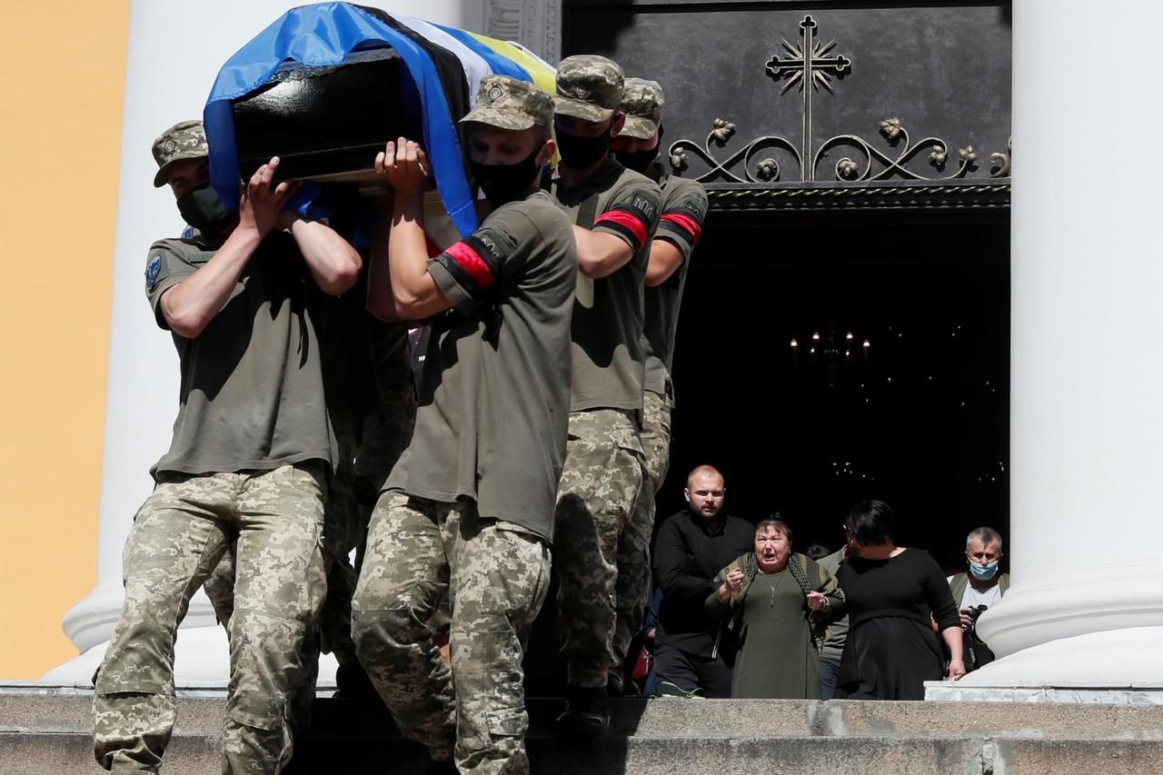 Funeral ceremony for Ukrainian military paramedic Mikola Ilin, killed in the fighting against pro-Russian separatists in the country's east, in Kyiv