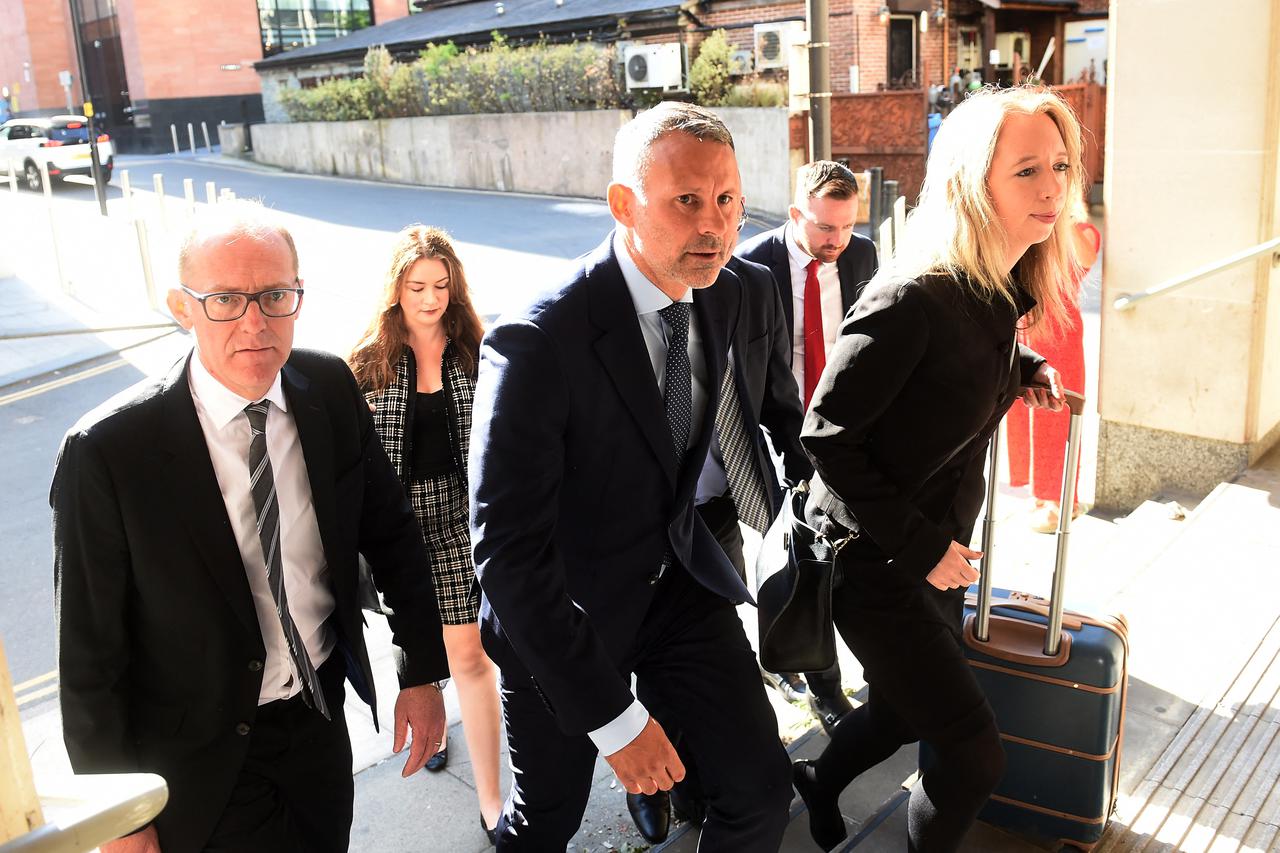 Former Manchester United footballer Ryan Giggs arrives at court in Manchester