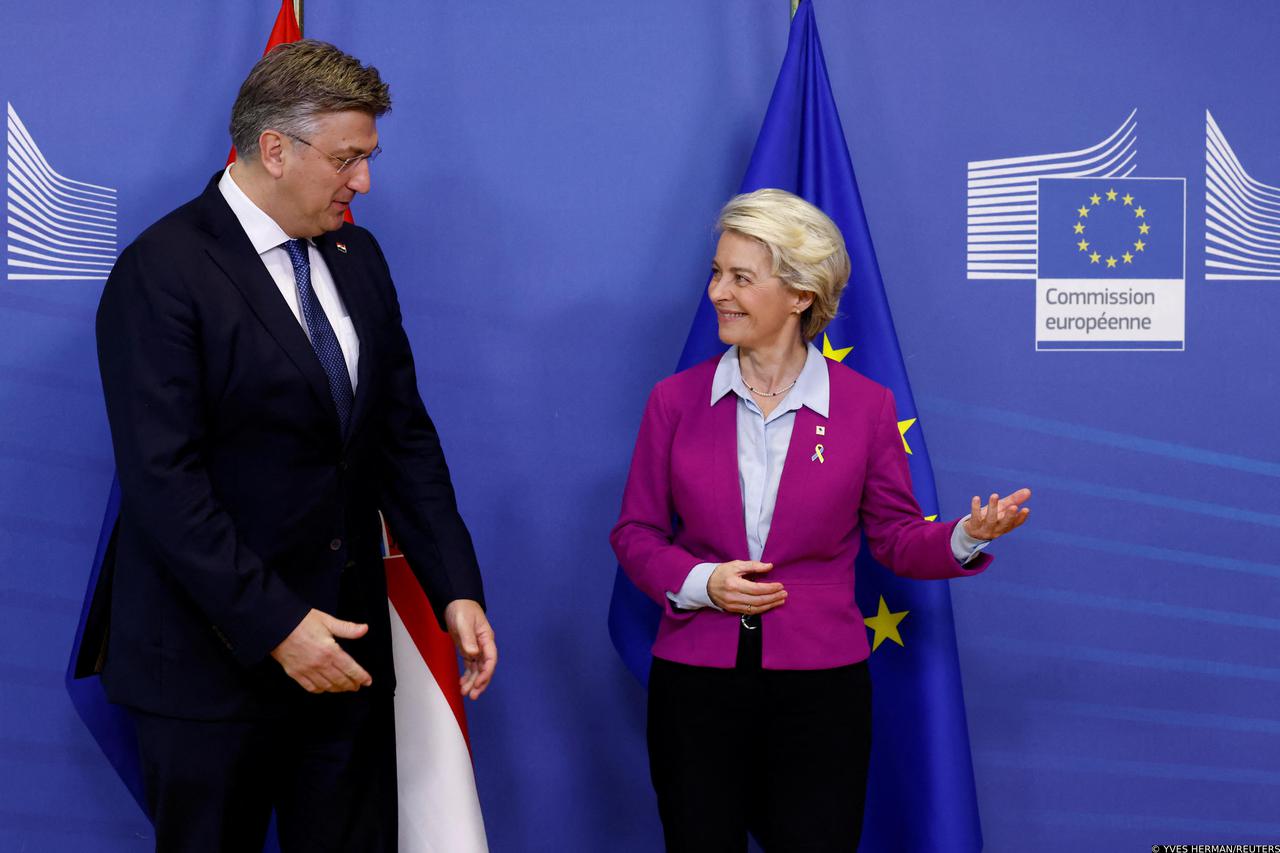 Croatia's PM Andrej Plenkovic meets with European Commission President Ursula von der Leyen in Brussels
