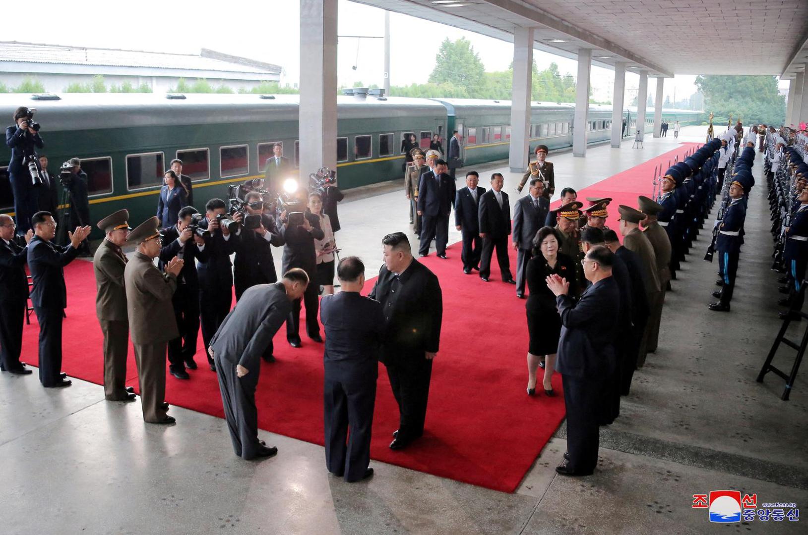 North Korean leader Kim Jong Un, accompanied by Foreign Minister Choe Son Hui, Ri Pyong Chol, Vice Chairman of the ruling Workers' Party's Central Military Commission, Pak Jong Chon, the new head of the party's military-political leadership, Pak Thae Song, party secretary and Chairman of a national space science and technology committee, Jo Chun Ryong, Director of the Munitions Industry Department, and Pak Hun, Vice Premier of the cabinet, depart Pyongyang, North Korea, to visit Russia, September 10, 2023, in this image released by North Korea's Korean Central News Agency on September 12, 2023.   KCNA via REUTERS    ATTENTION EDITORS - THIS IMAGE WAS PROVIDED BY A THIRD PARTY. REUTERS IS UNABLE TO INDEPENDENTLY VERIFY THIS IMAGE. NO THIRD PARTY SALES. SOUTH KOREA OUT. NO COMMERCIAL OR EDITORIAL SALES IN SOUTH KOREA. Photo: KCNA/REUTERS