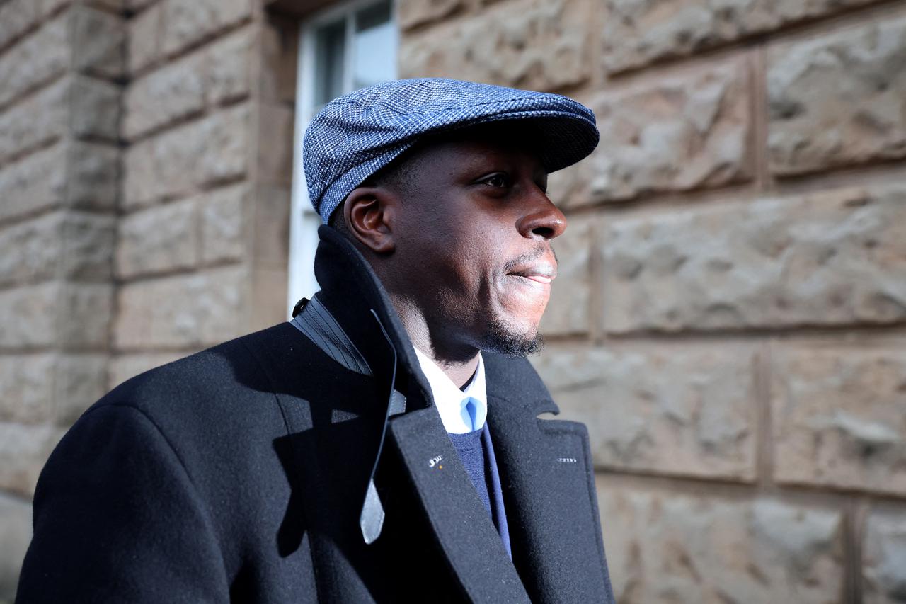 Manchester City's Benjamin Mendy arrives at Chester Crown Court for his trial following allegations of rape and sexual assault
