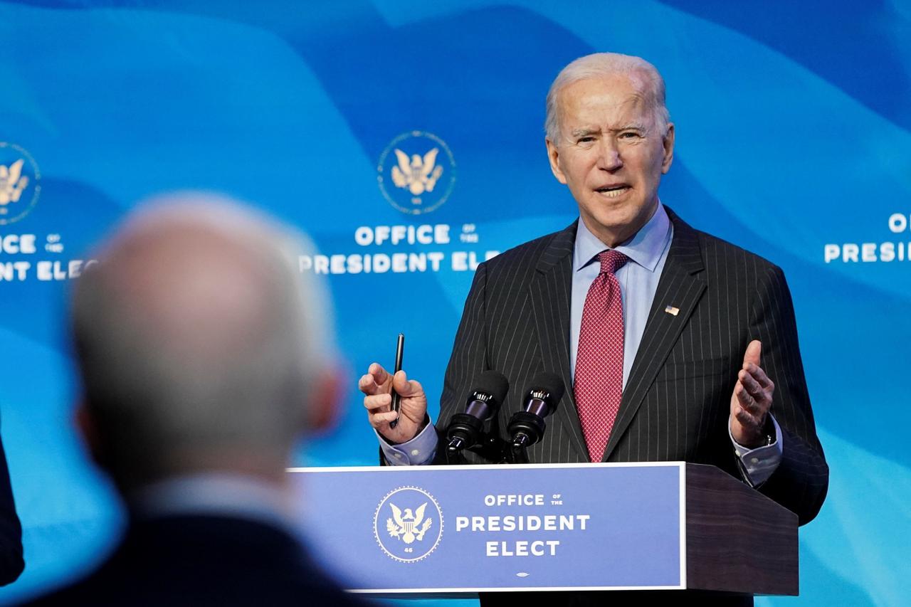 U.S. President-elect Joe Biden announces economics and jobs team nominees at transition headquarters in Wilmington, Delaware