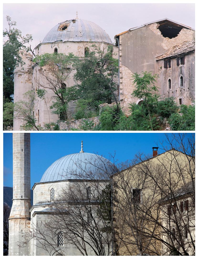 Mehmed-pašina džamija u lipnju 1913. i u veljači 2013. godine. 