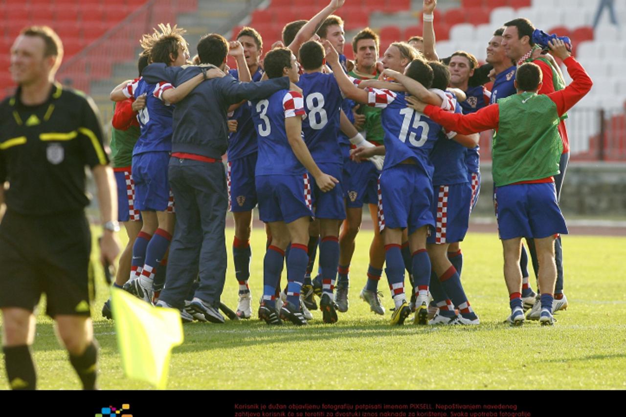\'04.09.2010.,Kragujevac, Srbija  - Kvalifikacije za Europsko prvenstvo U21 Srbija-Hrvatska. Slavlje reprezentacije Hrvatske Photo: HaloPix/Pixsell\'