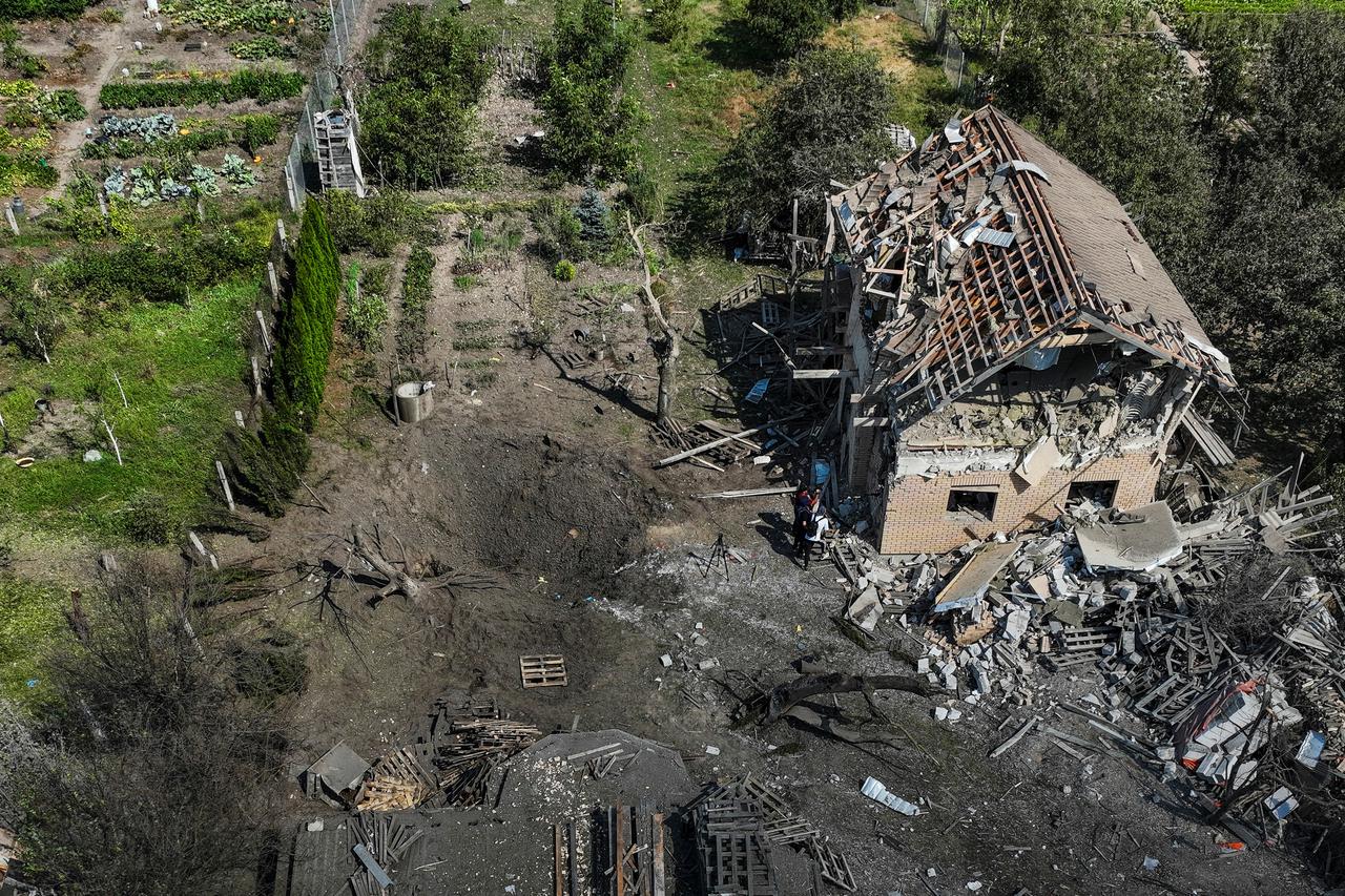 Aftermath of a Russian missile attack in Kyiv region