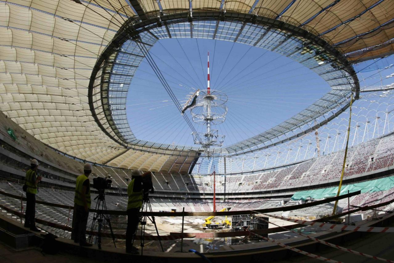 'General view of the construction site of Poland\'s National Stadium, built for Euro 2012, in Warsaw June 3, 2011. Poland\'s Prime Minister Donald Tusk on Thursday warned builders of flagship infrastr