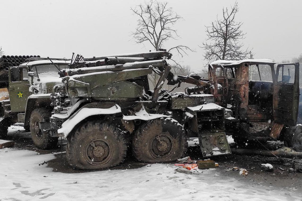 A view shows destroyed Russian Army multiple rocket launchers in Kharkiv