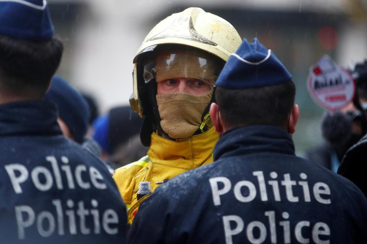 Belgium's firefighters demonstrate against COVID-19 measures in Brussels