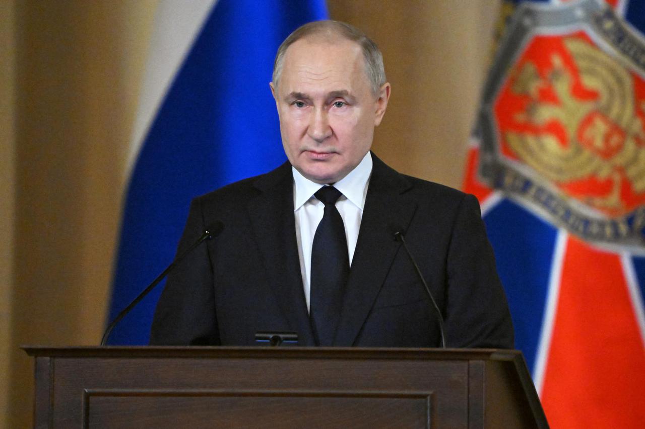 Russian President Putin attends a meeting of the Federal Security Service collegium in Moscow