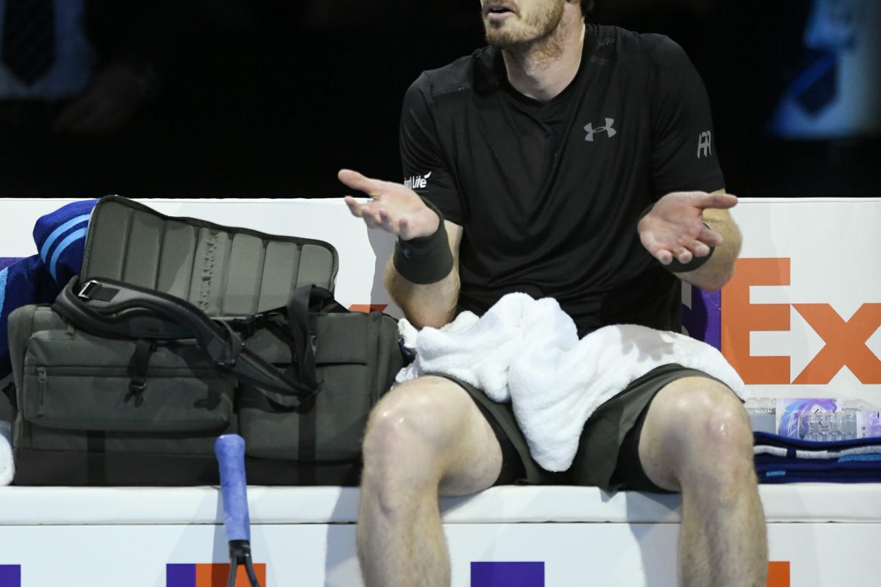 Britain Tennis - Barclays ATP World Tour Finals - O2 Arena, London - 14/11/16 Great Britain's Andy Murray reacts during his round robin match against Croatia's Marin Cilic  Action Images via Reuters / Tony O'Brien Livepic EDITORIAL USE ONLY.
