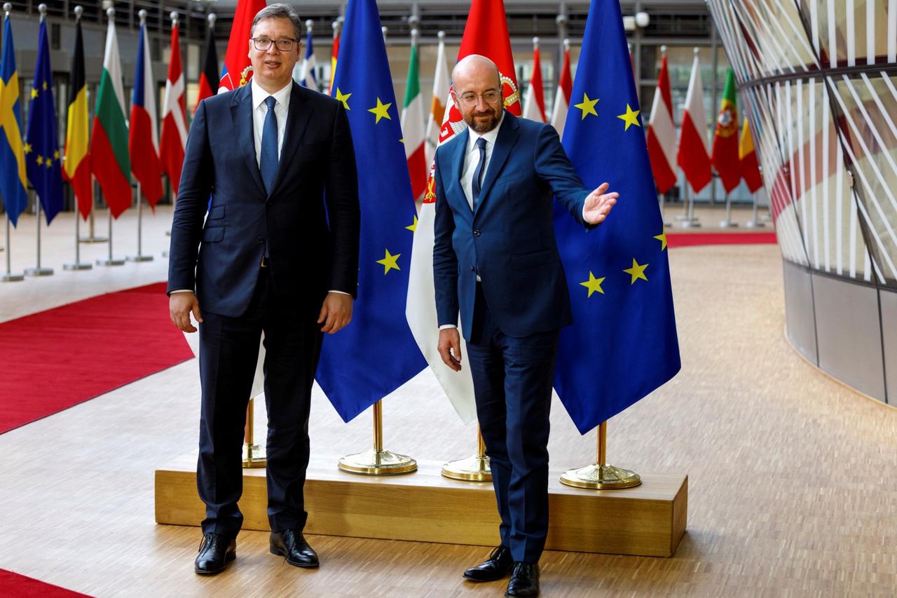 European Council President Charles Michel meets with Serbian President Aleksandar Vucic in Brussels