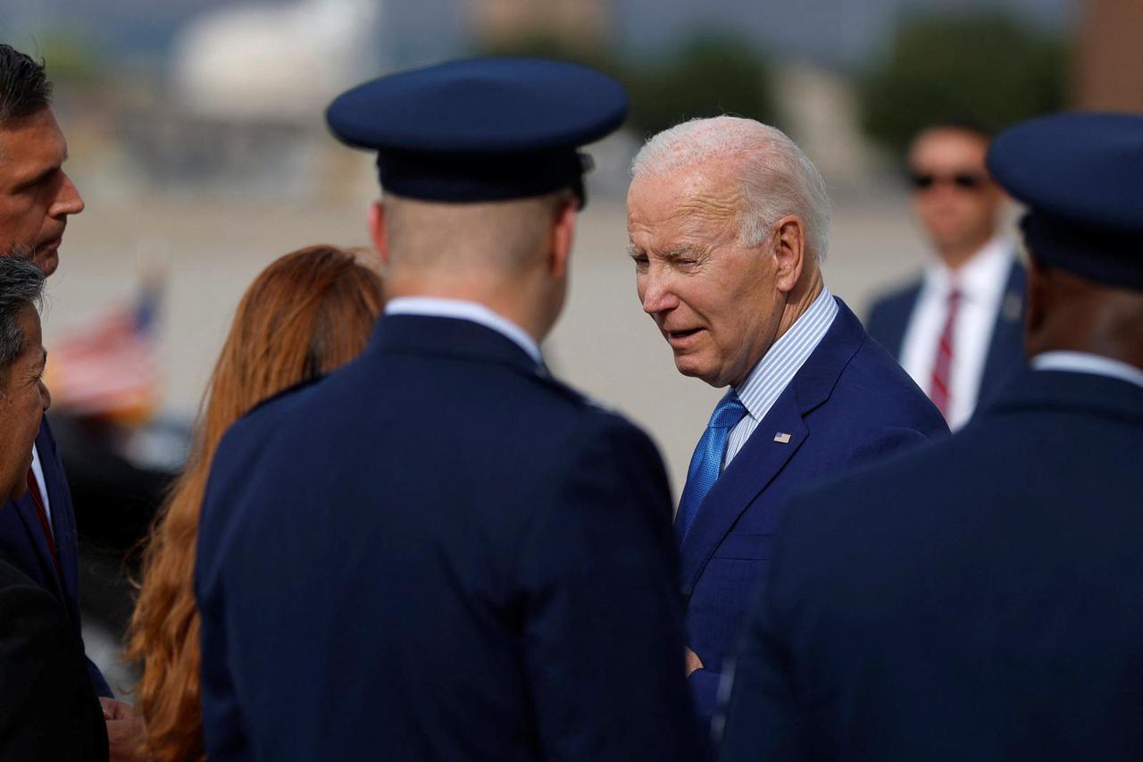 U.S. President Biden arrives aboard Air Force One at Kirtland Air Force Base, in Albuquerque, New Mexico