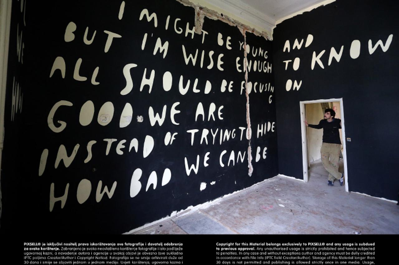 '11.09.2013., Zagreb - U bivsoj vojnoj bolnici u Vlaskoj ulici okupljaju se umjetnici koji u sklopu muzeja ulicne umjetnosti oslikavaju zidove i izradjuju instalacije.'