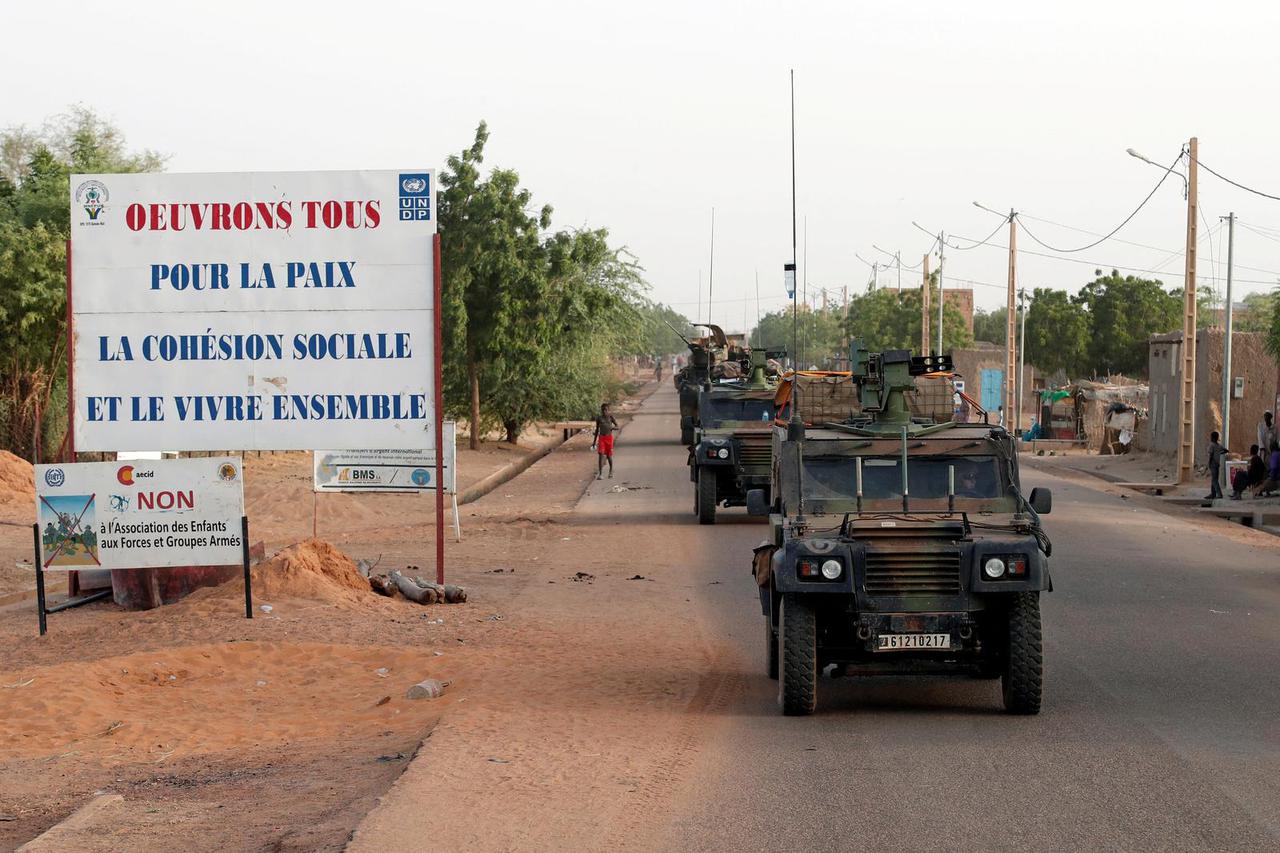 FILE PHOTO: French soldiers patrol in armoured vehicles during the regional anti-insurgent Operation Barkhane in Tassiga