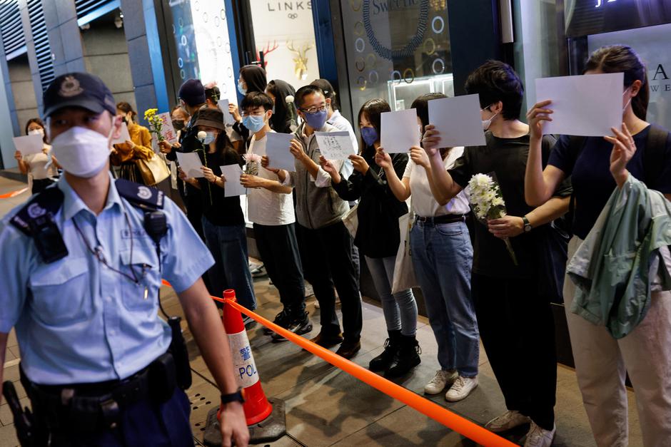 Protest over COVID-19 restrictions in mainland China, in Hong Kong