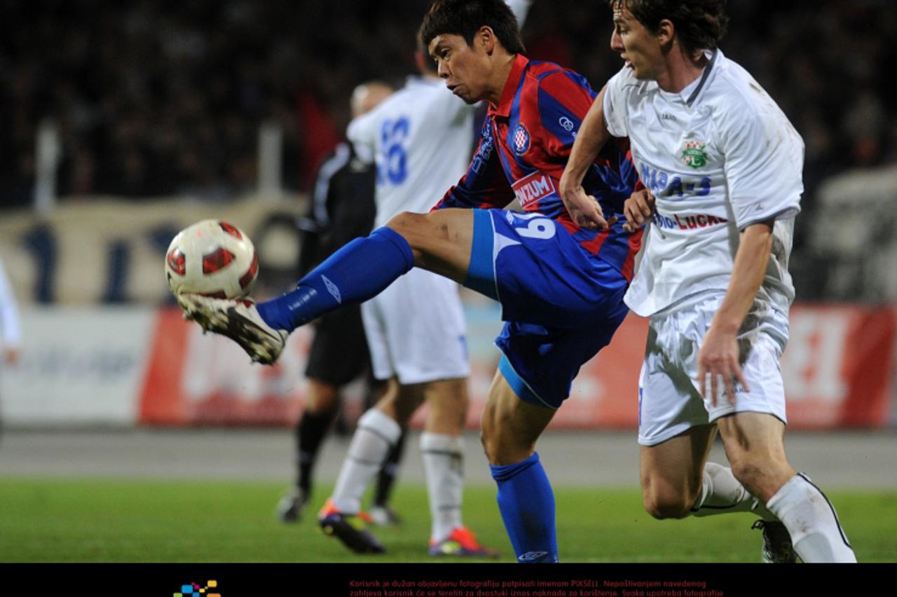 \'21.10.2011., Zagreb - Nogometna utakmica 12. kola MAXtv Prve hrvatske nogometne lige, NK Lucko - HNK Hajduk. Masaiko Inoha.  Photo: Daniel Kasap/PIXSELL\'