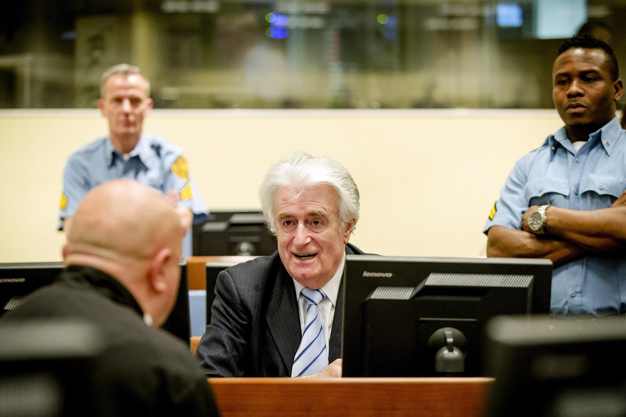 Ex-Bosnian Serb leader Radovan Karadzic sits in the court of the International Criminal Tribunal for former Yugoslavia (ICTY) in the Hague, the Netherlands March 24, 2016. REUTERS/Robin van Lonkhuijsen/Pool