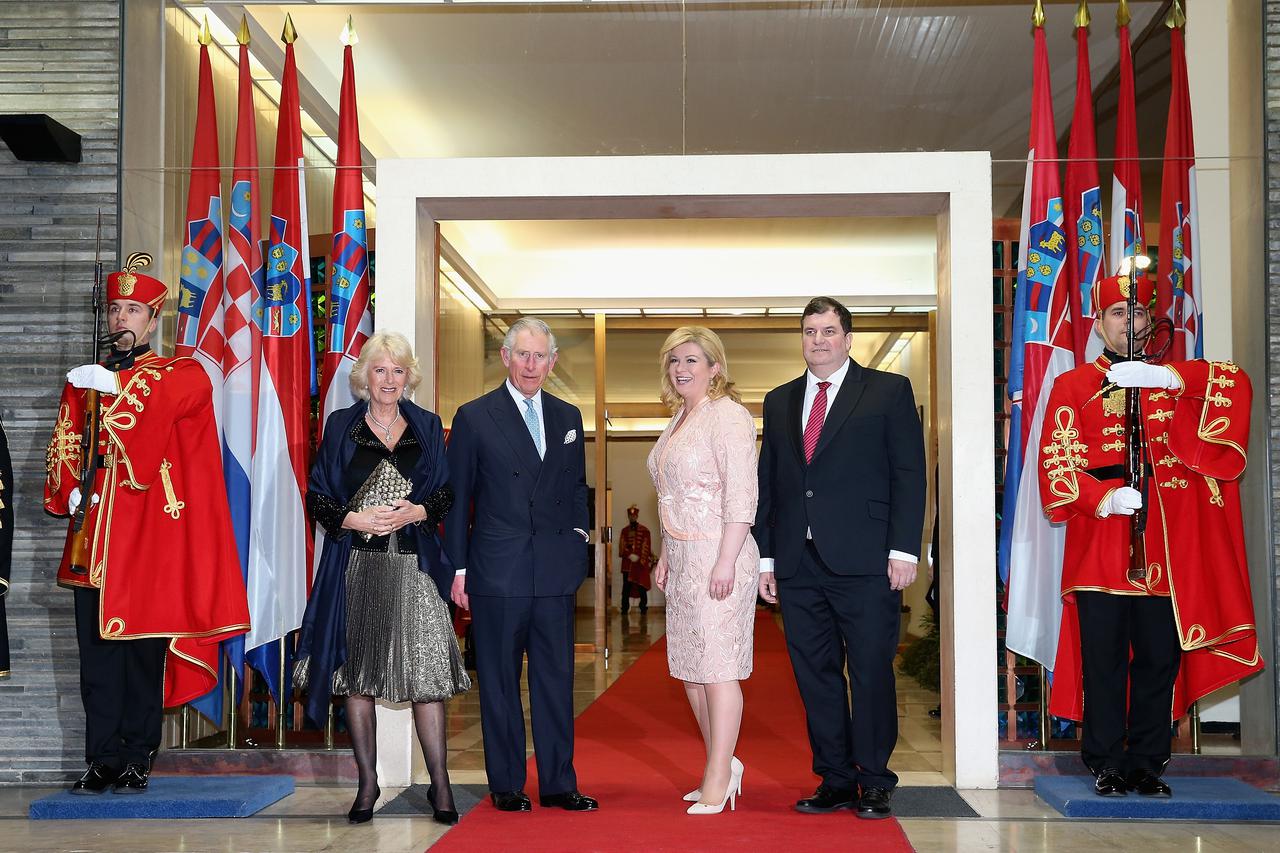 Royal visit to the Balkans - Day OneThe Prince of Wales and The Duchess of Cornwall pose with Croatian President Kolinda Grabar and her husband Jakovon as they arrive at a dinner at the Presidential Palace, at the start of a royal tour of the Balkans.Chri
