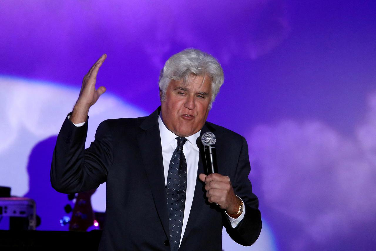 FILE PHOTO: Comedian Jay Leno speaks at the Carousel of Hope Ball in Beverly Hills, California