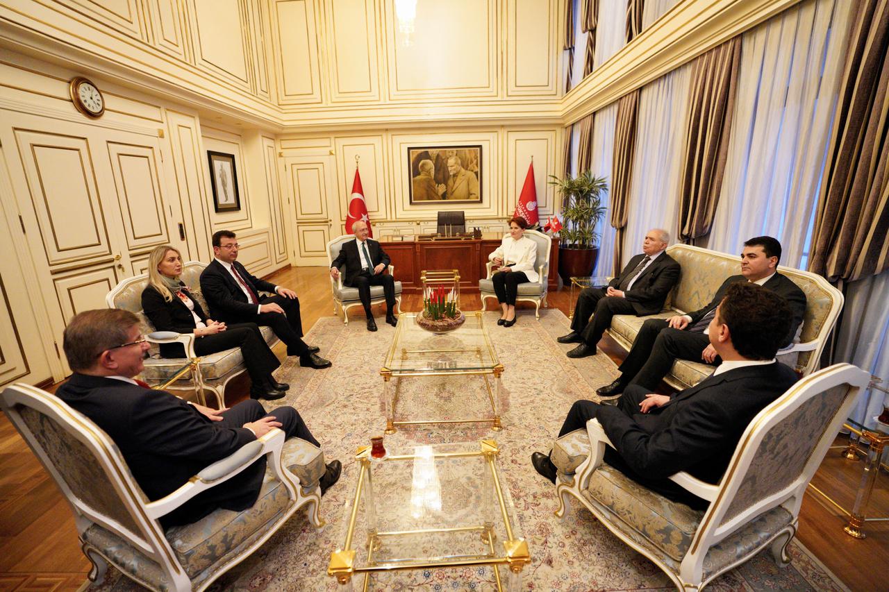 Leaders of the six-party opposition alliance meet with Istanbul Mayor Imamoglu