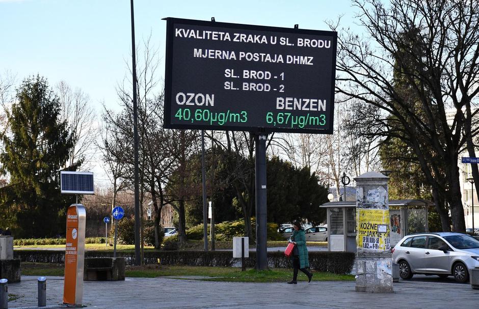 Slavonski Brod: Ekran koji prikazuje kvalitetu zraka u gradu