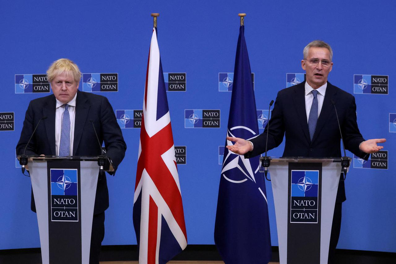 British PM Johnson and NATO Secretary General Stoltenberg hold news conference in Brussels