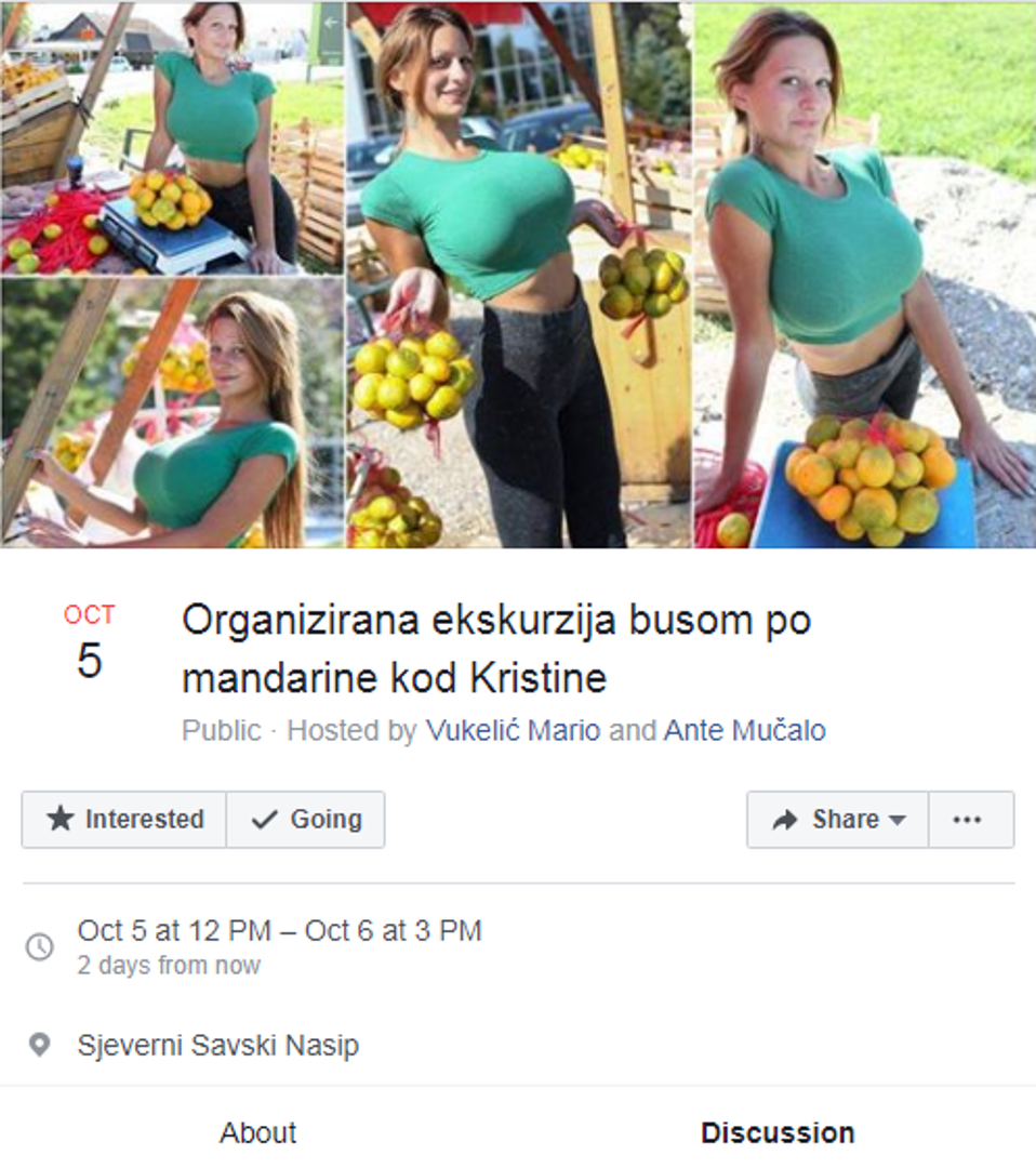 Na Facebooku je osvanuo zanimljiv događaj, tzv. 'Organizirana ekskurzija busom po mandarine kod Kristine'.