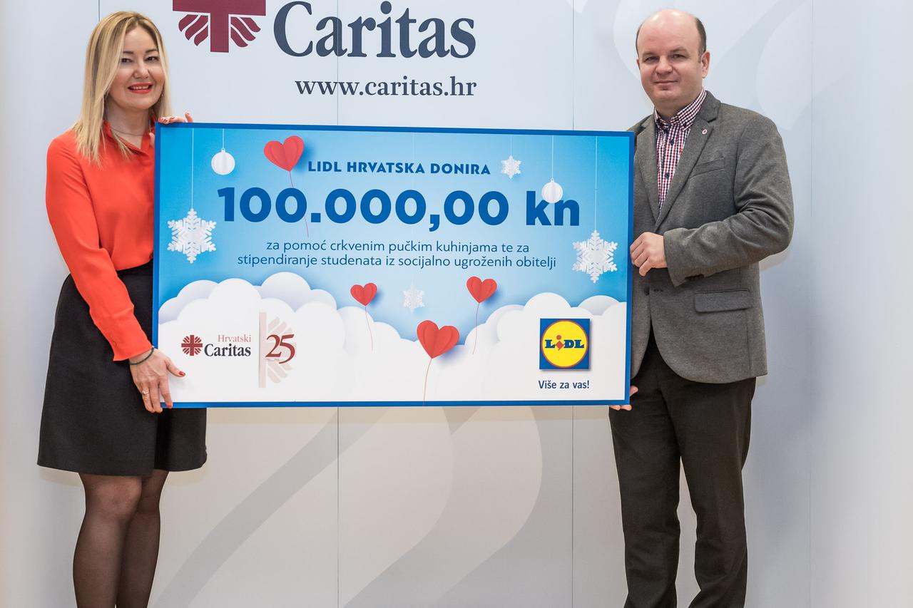 Lidl Hrvatska donira 100 tisuća kuna povodom 25 godina Hrvatskog Caritasa