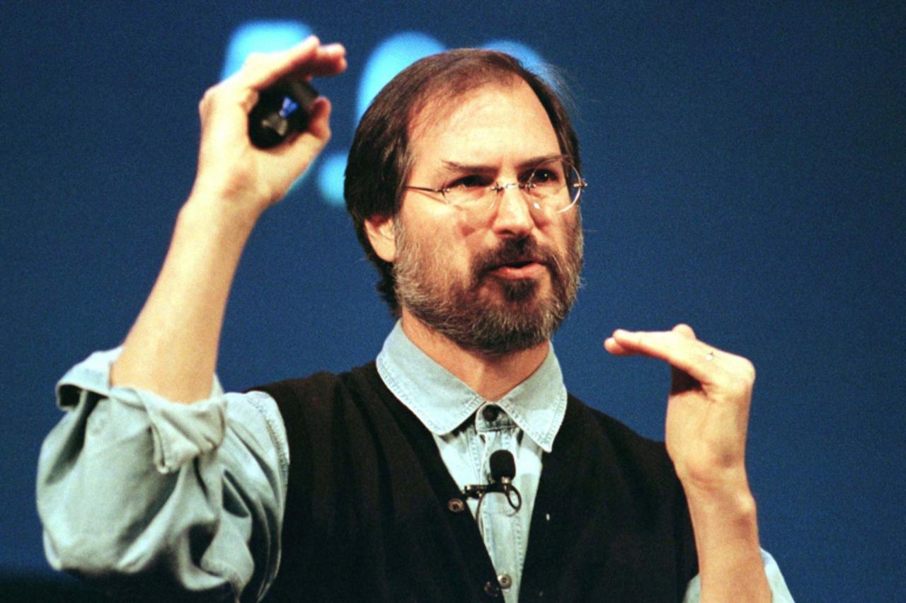 'Apple Inc CEO Steve Jobs talks during a presentation of Apple\'s new G3 line of Macintoshes and PowerBooks at the Flint Center in Cupertino in this November 10, 1997 file photo. Apple Inc co-founder 