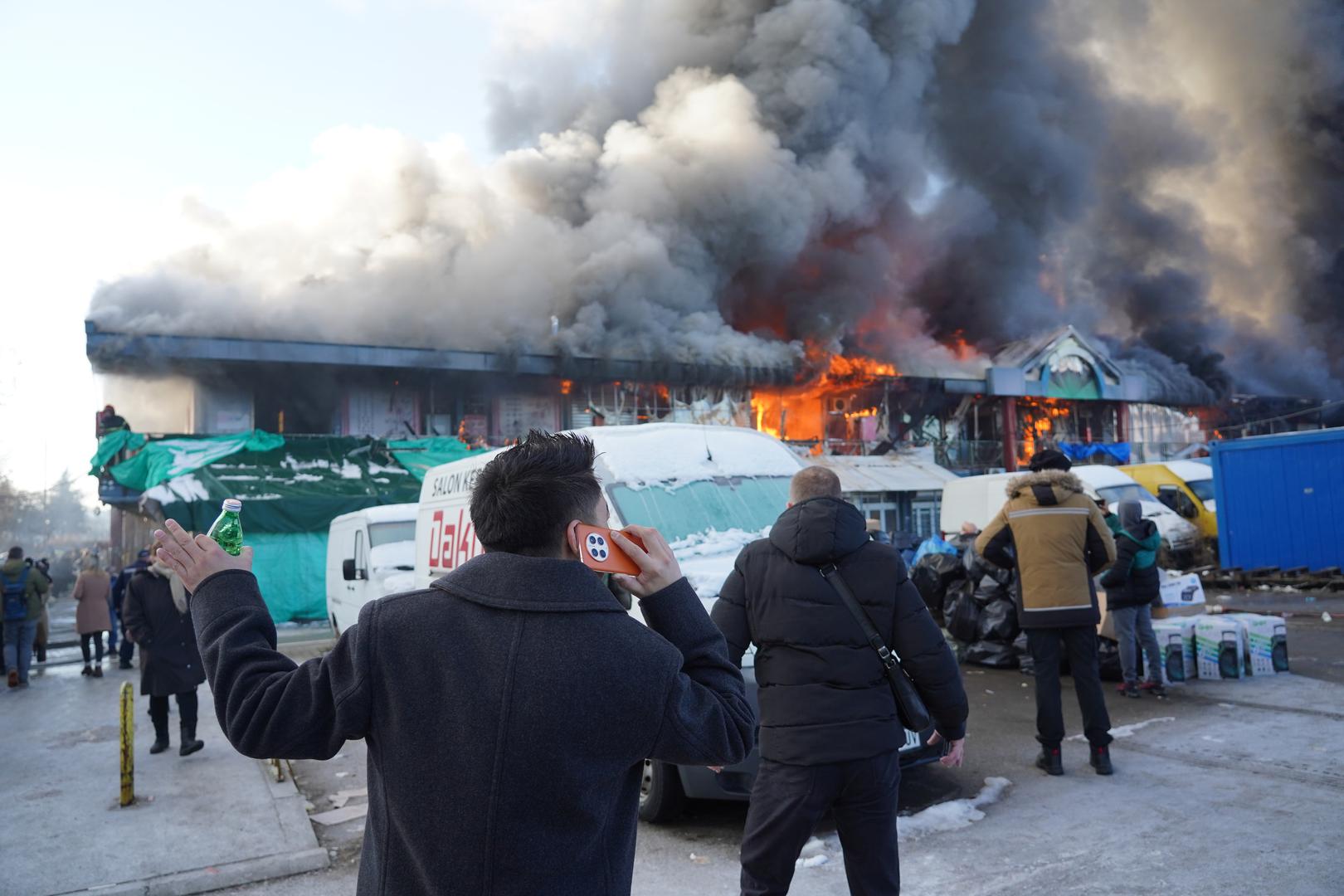 24, January, 2024, Belgrade - After less than two years, a huge fire broke out again in the China Shopping Center in Block 70. Photo: Antonio Ahel/ATAImages