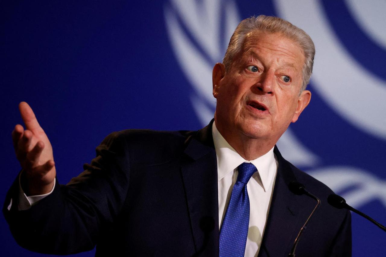 FILE PHOTO: Former U.S. Vice President Al Gore speaks at a news conference during the UN Climate Change Conference (COP26), in Glasgow, Scotland, Britain, November 5, 2021