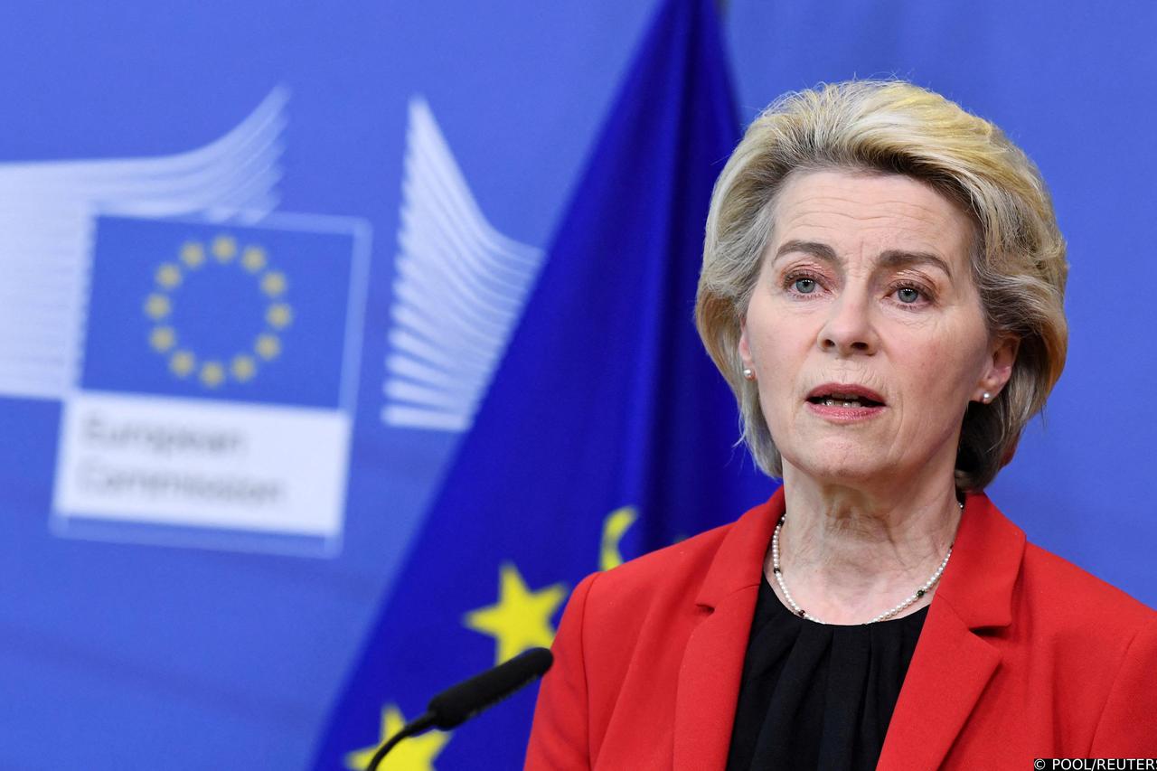 FILE PHOTO: European Commission President Ursula von der Leyen gives a statement on Ukraine in Brussels